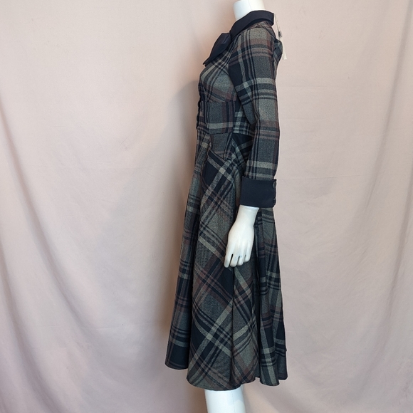 Miss Candyfloss Christa-Lee Navy Plaid Midi Dress with Pockets - Picture 4 of 14